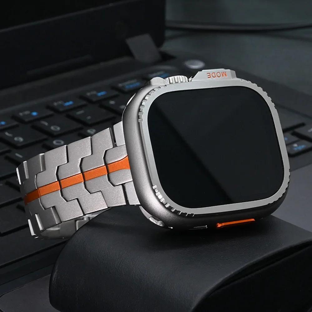 Titanium Strap for Apple Watch Ultra 2 49mm 46mm 45mm 44mm Metal Case Protector Bumper Frame for IWatch Series 10 9 8 7 6 5 4 SE