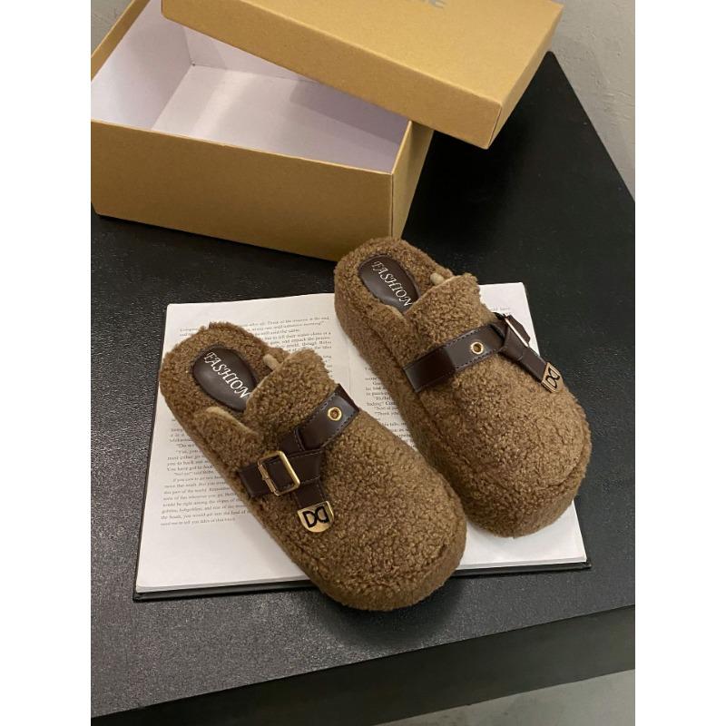 

Женские плюшевые тапочки премиум-класса - Теплые и согревающие хлопковые зимние домашние тапочки с толстой подошвой, повседневная домашняя обувь 40 коричневый