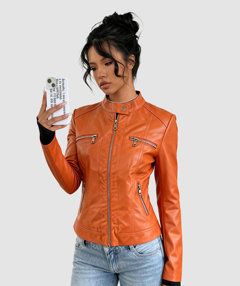 

Жіноча мотоциклетна шкіряна куртка Slim Fit - Європейська та Американська, В наявності, Можна кастомізувати Small (EU size for 100-115 lbs)
