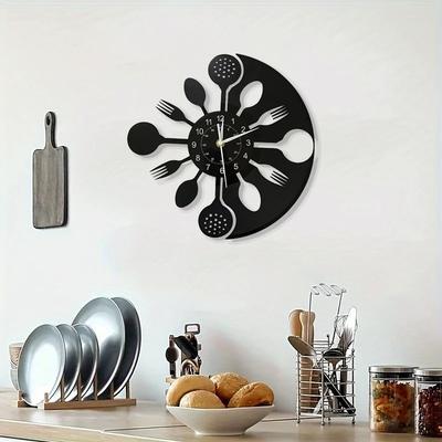 Vinyl Record Tableware Wall Clock Retro Art Style Wall Decoration Silent Wall Clock Simple Home Living Room Bedroom Clock