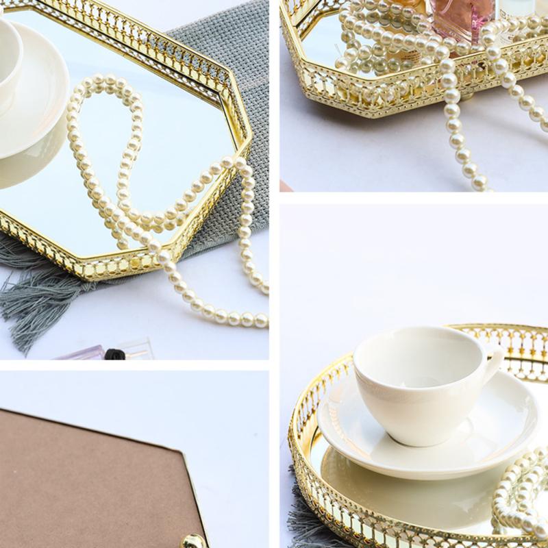 Nordic Luxus Stil Ablage Rechteckige Glas Spiegel Tablett Für Wohnzimmer Haushalt Metall