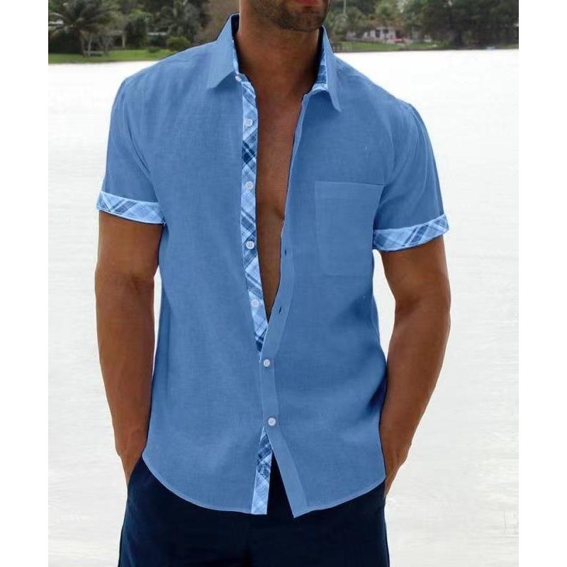 Summer New Arrival Men Lapel Short Sleeve Shirt Casual Classic Versatile Daily Fashion Tops