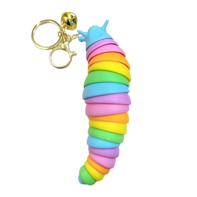 Chaveiro de Plástico Lagartas Fofas e Coloridas Criativo e Desenho Animado Animal Pingente de Decoração de Bolsa