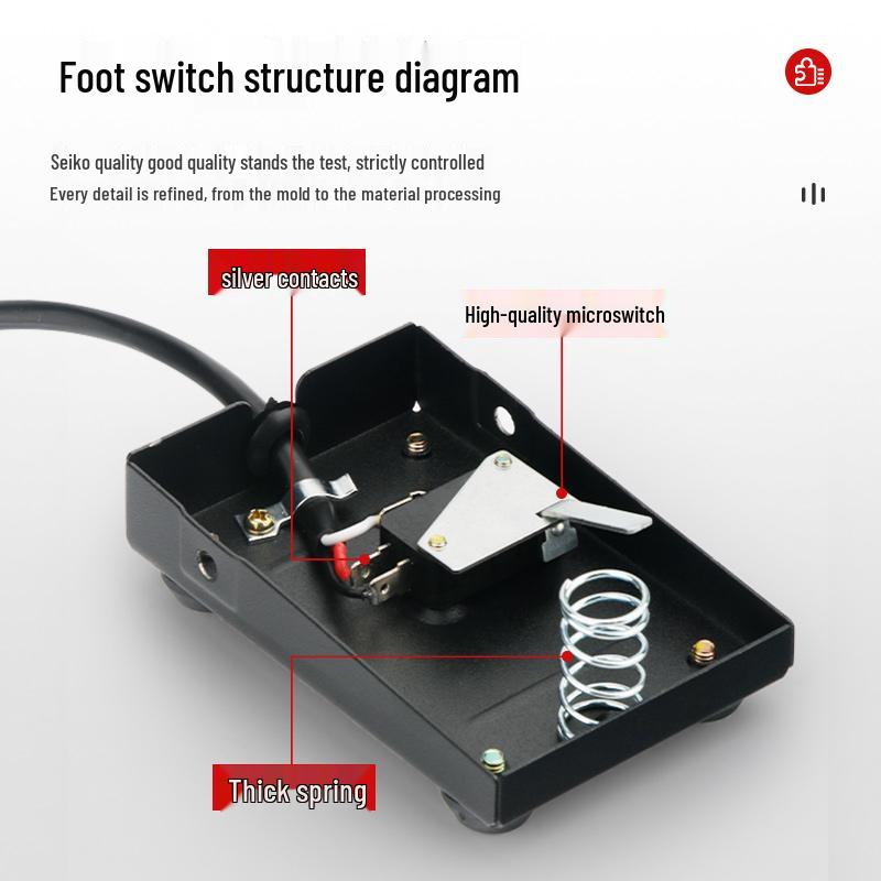 TFS-1 Spot Welder Foot Switch with Aviation Plug, 2-Meter Cable, and Self-Resetting Iron Shell