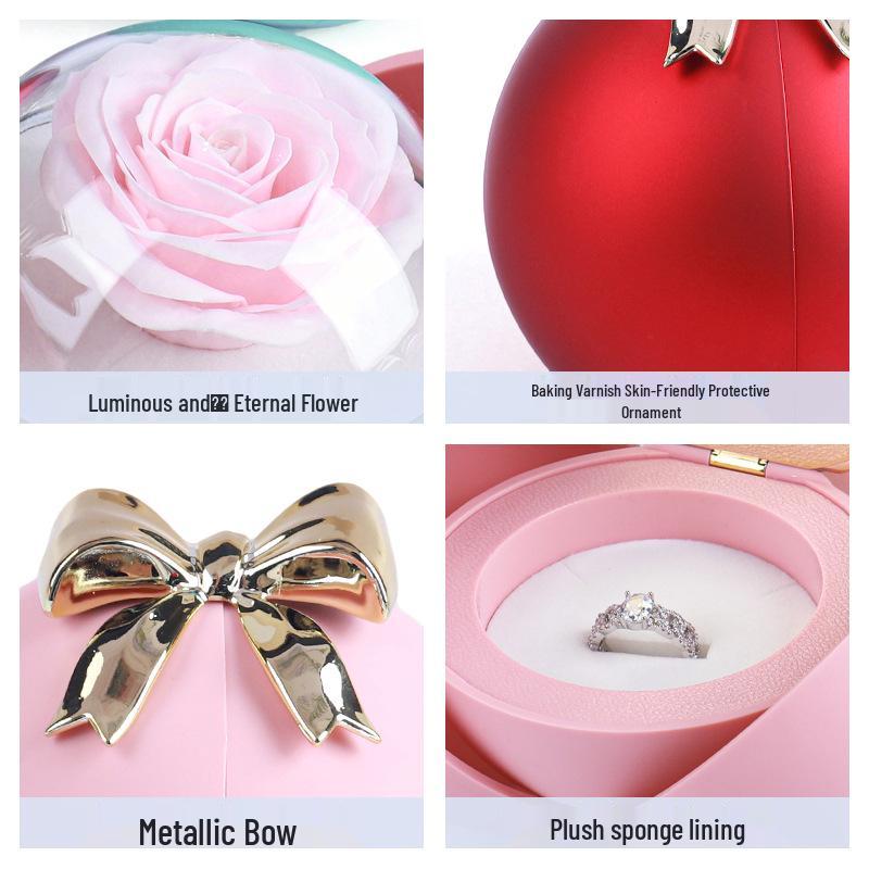 Luxury Valentine's Gift Box: Soap Rose, Necklace & Ring Display for Romantic Gesture