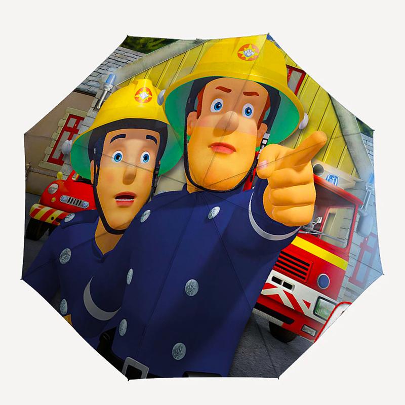 Fireman Fire trucks Themed Travel Umbrella-8 Ribs Automatic Opening and Closing, Portable Folding Design, Compact and Stylish Umbrella Suita
