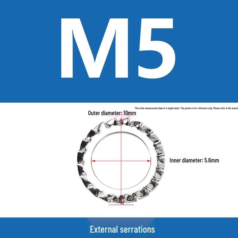 304 Stainless Steel Serrated Lock Washer with Anti-slip Teeth.
