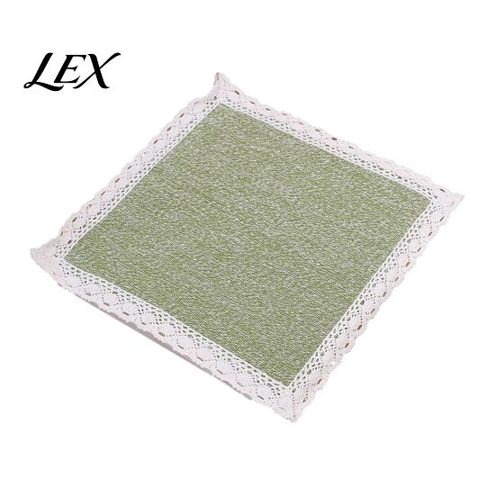 Solid Wood Chair Mat Cotton Linen Pad with Ties, Square Summer Seat Lace Dining Trim, 15.75" X Breathable Washable for Office