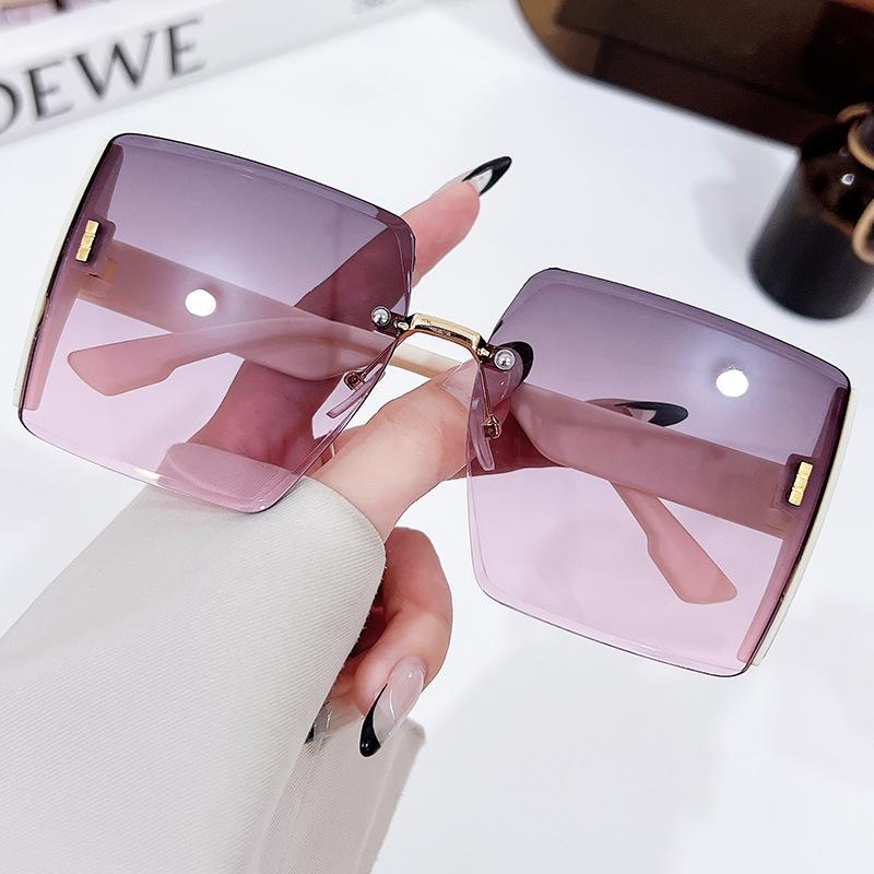 Frameless Trimmed Sunglasses Women'S Trendy Xiaohongshu Anti-Ultraviolet Sunshade Glasses Sunglasses