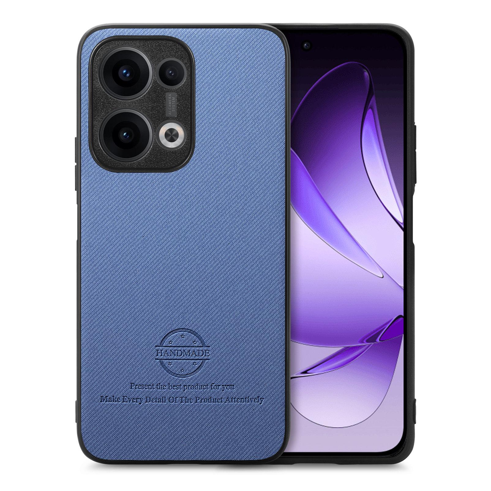 

Для Oppo Reno13 5G (Глобальний) Шкіряна задня кришка для телефону з тканинною текстурою Blue