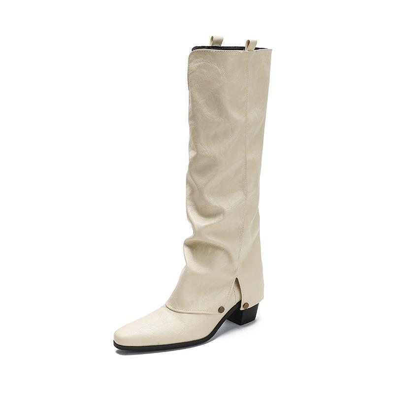 Large size-4 white pointed trousers Martin boots women's new British Knights Chelsea high boots