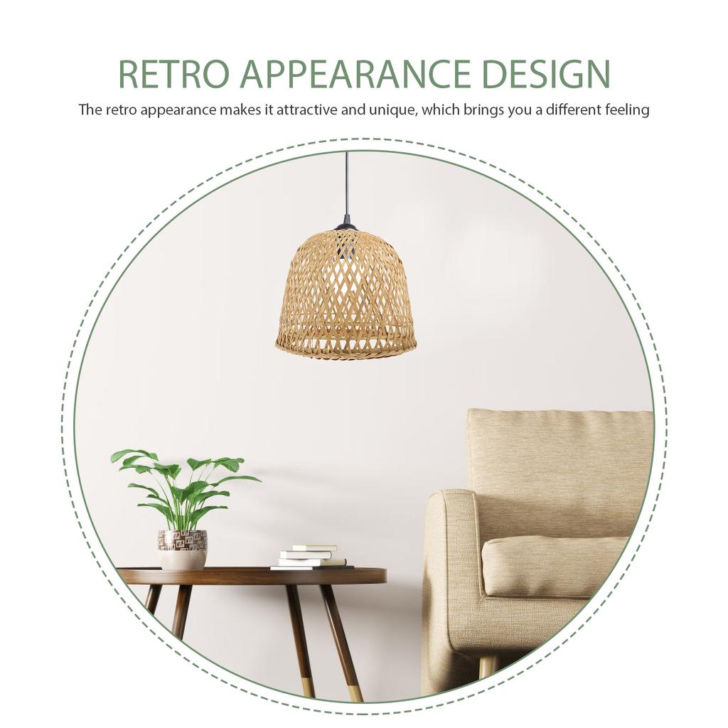 Pendant Ceiling Lamp Bamboo Lampshade Child Floor Rattan Fan Weaving Table Decorative