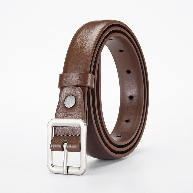 

Womens Pu Leather Belt With Square Alloy Buckle For Casual And Office Wear коричневий