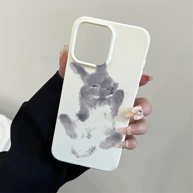 

Ink And Wash Painting Rabbit Art Design Phone Case For iPhone 17 16 Pro Max 15 14 Plus 13 12 11 Pro 16E 17Air Shockproof Cover For iPhone 12