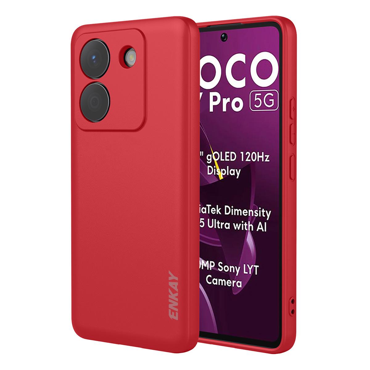 

Силиконовый чехол для Xiaomi Poco M7 Pro 5G ENKAY HAT PRINCE Прямоугольный Чехол-накладка для мобильного телефона Red