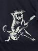 Rock Katze Gitarre spielend Print T-Shirt Lässiger und vielseitiger Stil Geeignet für den täglichen Gebrauch Sommer Oversize Shirt Baumwoll-Tees