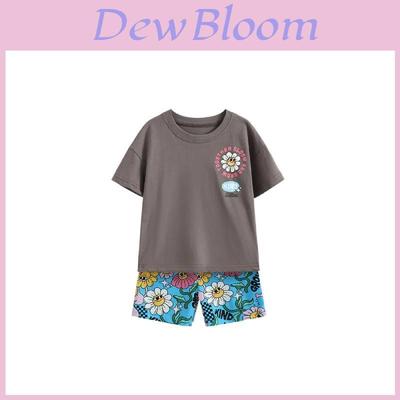 Childrens Cotton Cartoon Short Sleeve Twopiece Set For Girls Summer Playtime Comfort