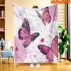 1pc 1pcs Pink-Purple Butterfly & Floral Star Blanket - Soft Flannel Suitable for All Seasons, Cozy Throw Bedspread, Machine Washable Bed Covering, Per