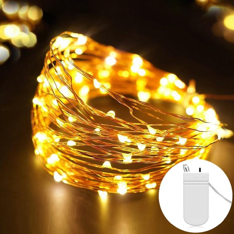 1-5M Copper Wire String Lights Battery Powered LED Fairy String Lights Lamps for Christmas Holiday Wedding Party Fairy