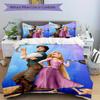 3pcs Tangled Rapunzel & Flynn Rider Printed Quilt Set - Includes 1 Quilt Cover and 2 Pillowcases, Machine Washable - Suitable for All Seasons.S09
