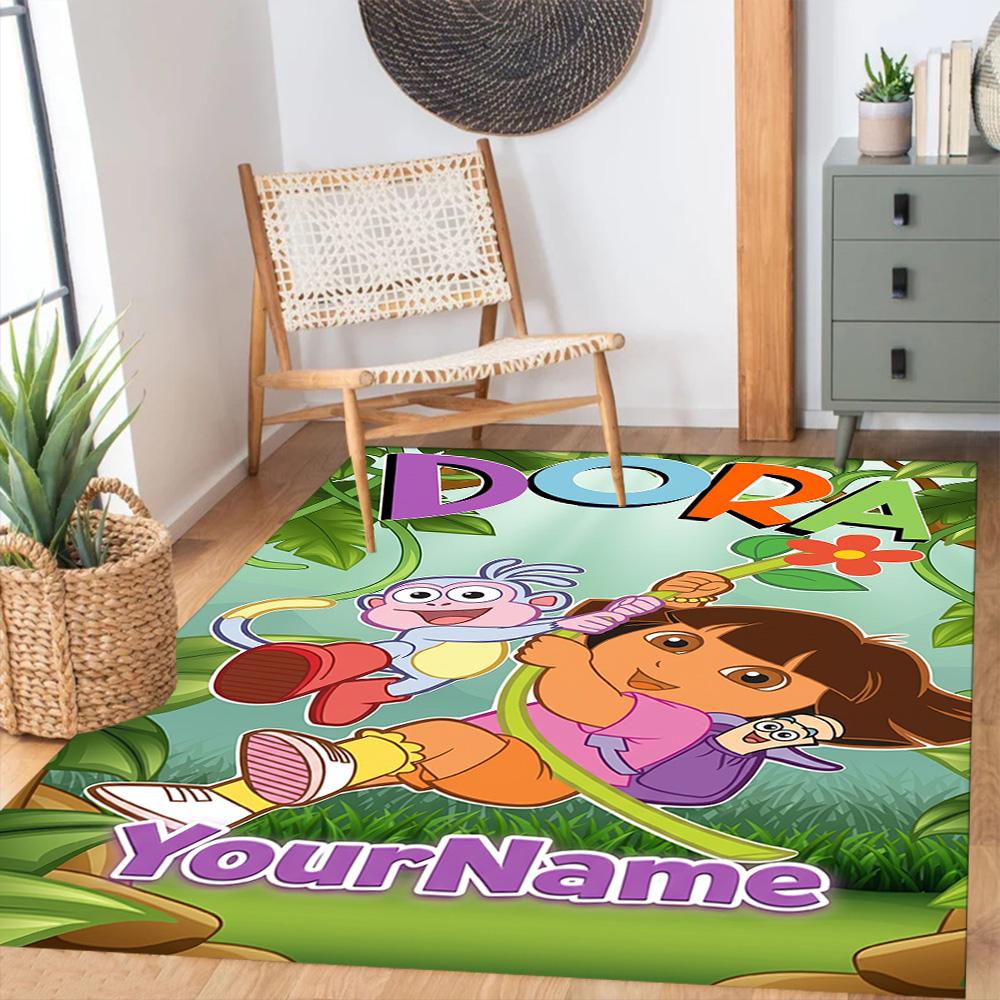 Dora Explorer Customizable Name Floor Rug Office Rug Perfect for Outdoor Dormitory Study room Playrooms Anti-slip Rug Decorate Offices