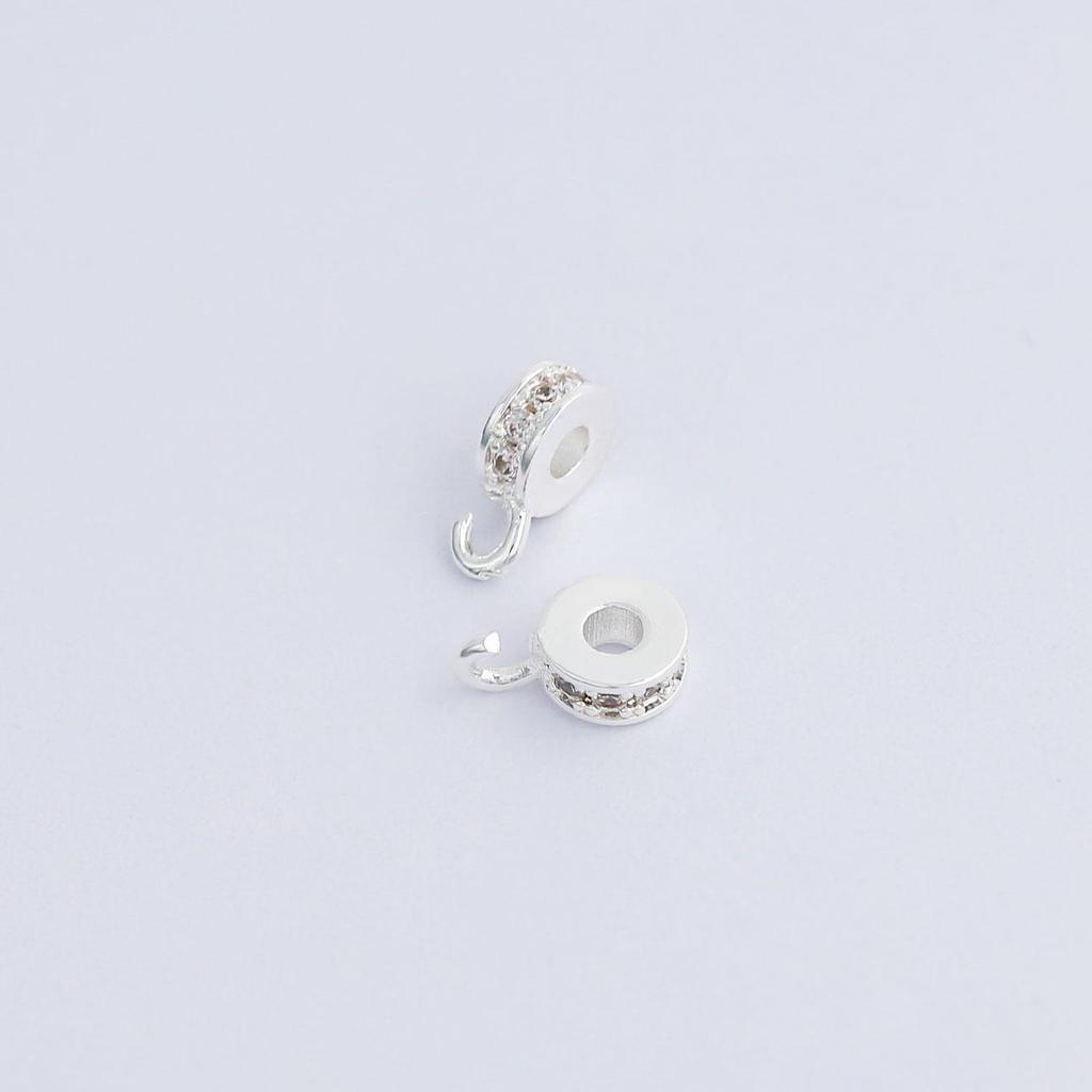 18K Gold-Plated Cubic Zirconia Spacer Beads Pendant and Clasp for DIY Jewelry