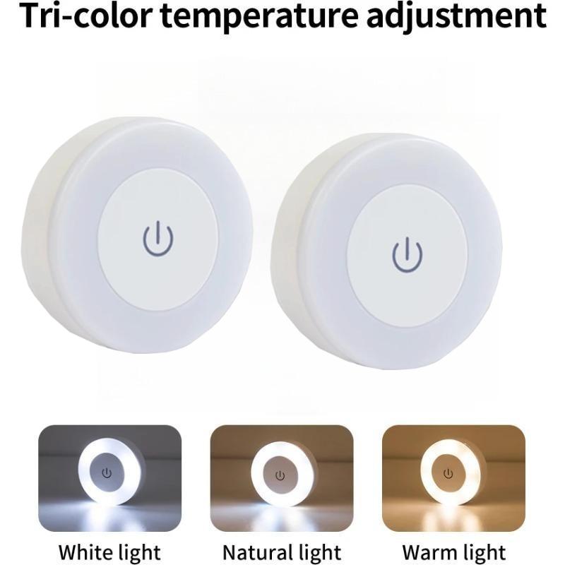 LED Night Lights 3 Modes Dimming Round Sensor Lamps USB Charged Magnetic Wall Light for Kitchen Bedroom Wardrobe Closet Lighting