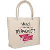 Sac de plage - PLANETEE - Sac isotherme « Merci Téléphoniste Géniale » - Coton - Grande contenance - Imprimé en France