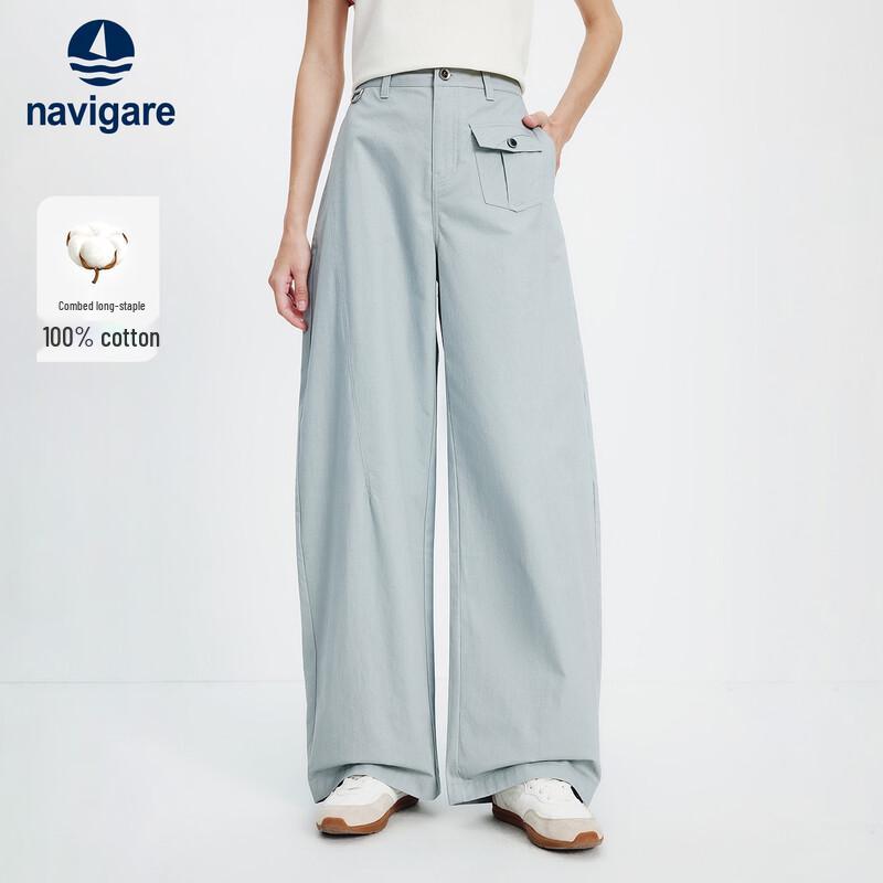 Navigare Women s Spring/Summer Cotton Casual Wide-Leg Pants M