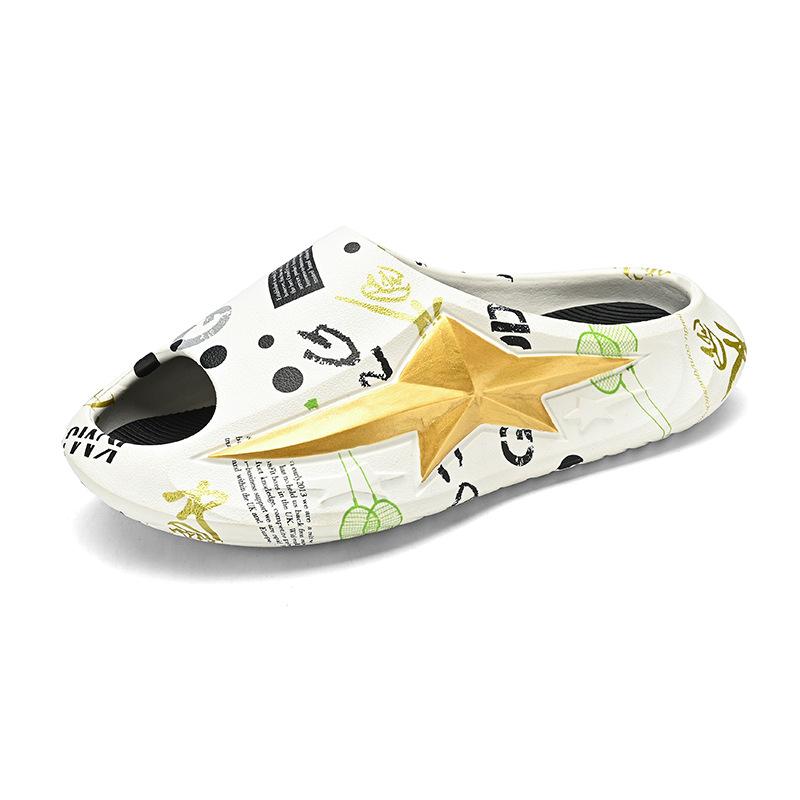 Summer Slippers Large Size Couple Style Home Leisure One-word Drag Thick Bottom Stepping On Shit Feeling Outside Wearing Beach Cool Slippers
