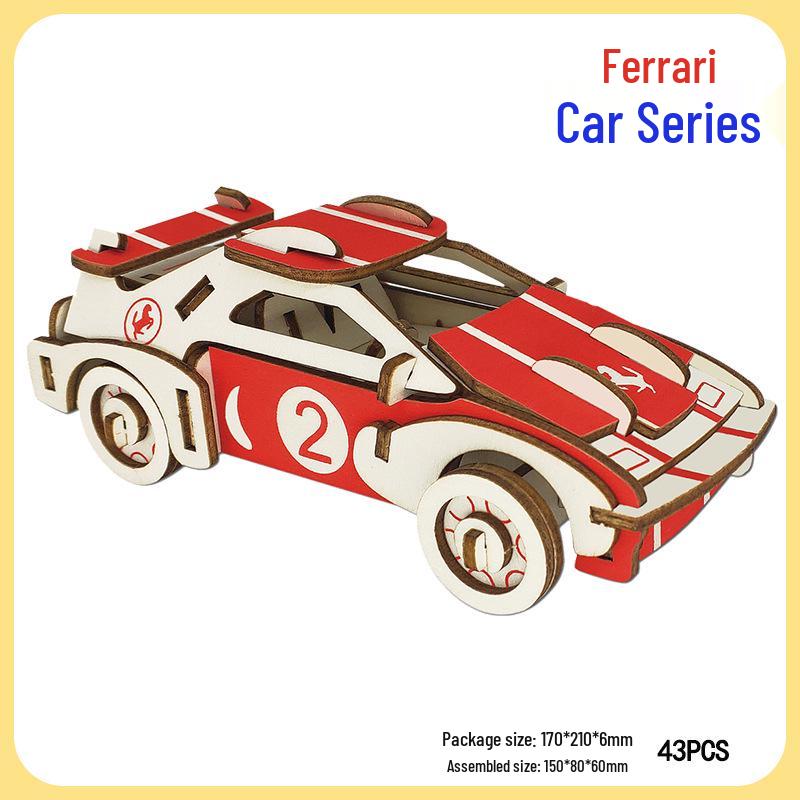 

Деревянный 3D-пазл Ferrari: Развивающий DIY пазл для детей - Модель машины ручной работы