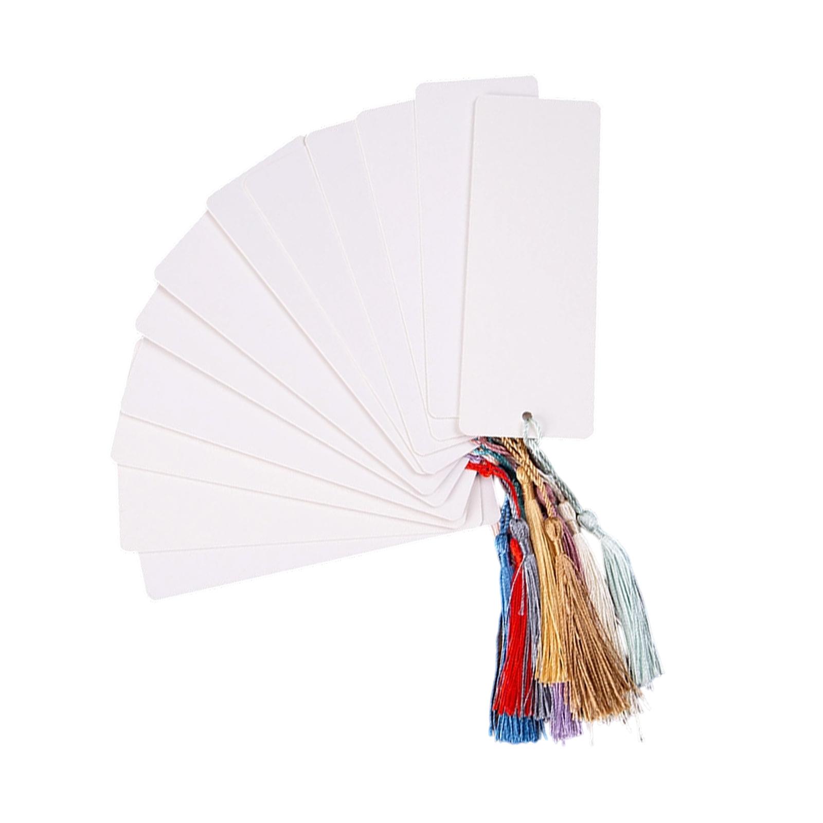 

Набір із 60 чистих закладок Прямокутні паперові закладки з кольоровими китицями Білі закладки для рукодільних проєктів 2
