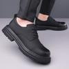 Neue Designer-Spitzen-Retro-Lederschuhe für Herren mit großer Spitze, Modische Freizeit-Plateauschuhe, Männlich, Schwarz, Britischer Stil, Arbeitsschuh, Mann
