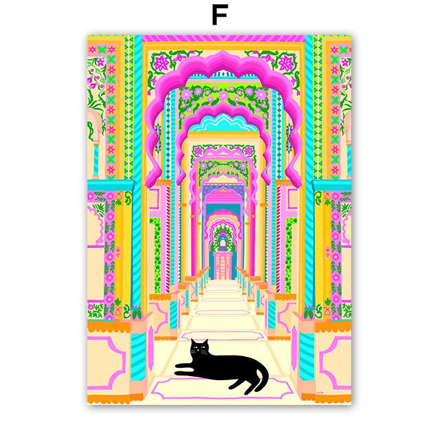 Santorini Rome Paris Cat Flower Summer Abstract Landscape Posters Prints Wall Art Canvas Painting Pictures For Living Room Decor