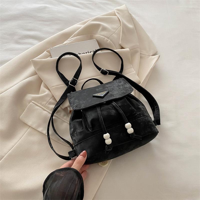 

2024 new Korean version niche beautiful fashion portable backpack personalized backpack trendy college style casual bag women чёрный