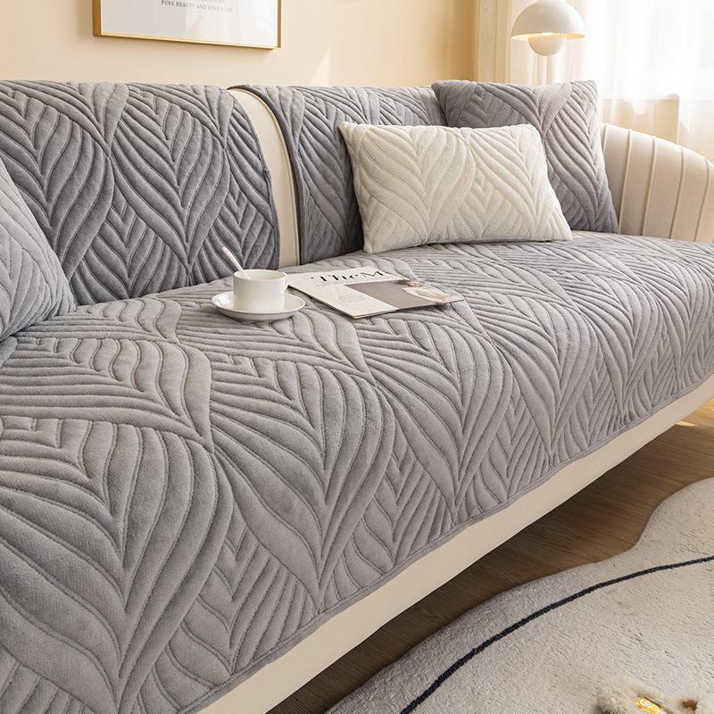 Zimowa pluszowa poduszka na sofę na każdą porę roku, skórzana poduszka antypoślizgowa z tkaniny, nowoczesna prosta narzuta na sofę z pogrubioną osłoną