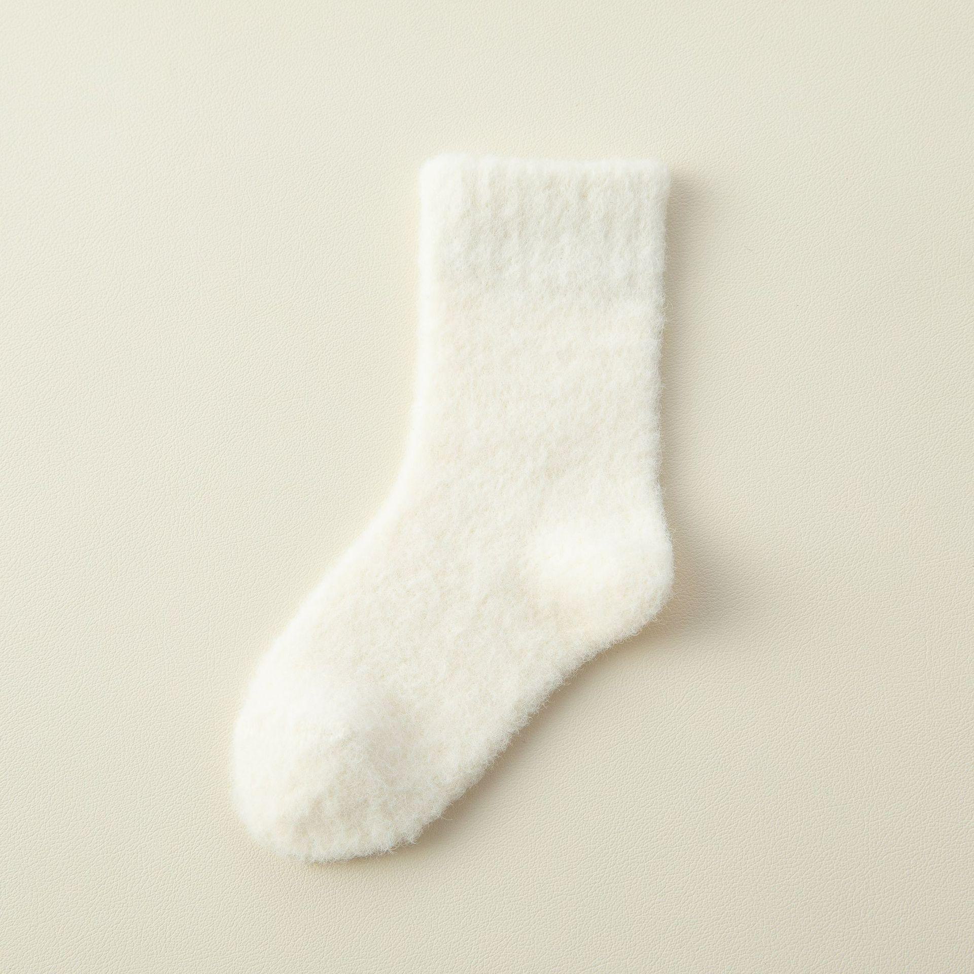 

Зимние детские толстые теплые носки из норки для сна - детские носки средней длины для мальчиков и девочек L - 5-7 years old белый