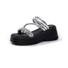 Small Thick-bottomed Cool Slippers Female 2025 Summer New Two Wear Height-increasing Fairy Wind Beach Wear Female Cool Slippers