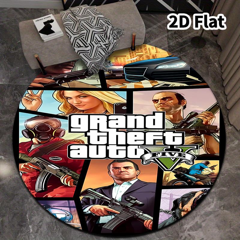 Grand Theft Auto Round Area Rug Carpet Rug For Living Room Bedroom Sofa Playroom Decor Nonslip Floor Mat