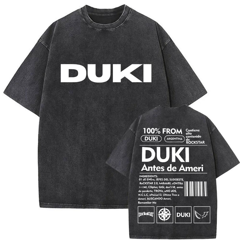 Washed Vintage Rapper Duki ADA Tour  T Shirt Mens Hip Hop Oversized Short Sleeve Tshirt Men Fashion High Quality Streetwear