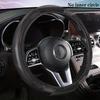 Leather Car Steering Wheel Cover Without Inner Ring Elastic Strap, Non-slip Sweat-absorbing Cute Car Wheel Cover For All Seasons