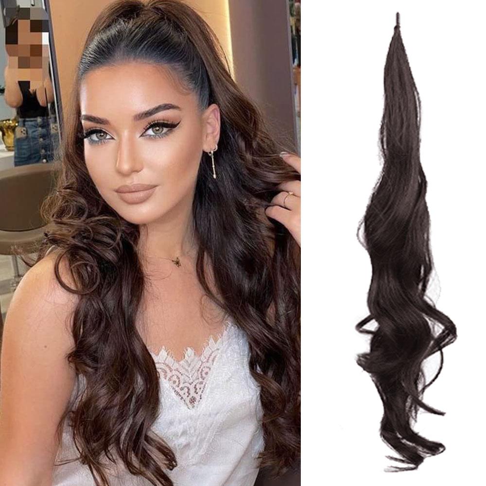32 palcové elastické predlžovanie vlasov do chvosta s dlhým zmiešaným blond čiernym chvostom pre ženy na každodenné použitie
