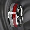 Fashion 8mm Silver Color With Red Opal Meteorite Inlay Rings Men Stainless Steel Ring for Men Women Wedding Party Jewelry