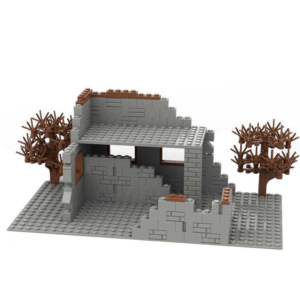 ww2 Ruins Constructions Building Blocks Military Battlefield shelter Model Blocks DIY Bricks toys for Boys Children