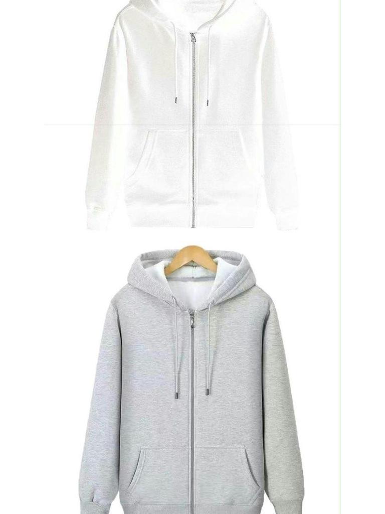 Herren Baumwoll Kapuzen Reißverschluss Strickjacke: Großformat, Lockere Passform, Unifarben, Trendiger Hoodie mit Fleecefutter für Herbst und Winter.