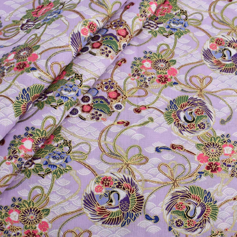 Kimono japonez 100% bumbac, material textil, imprimare cu aurire, pânză cheongsam pentru rochie, bricolaj, mozaic, material textil de acasă