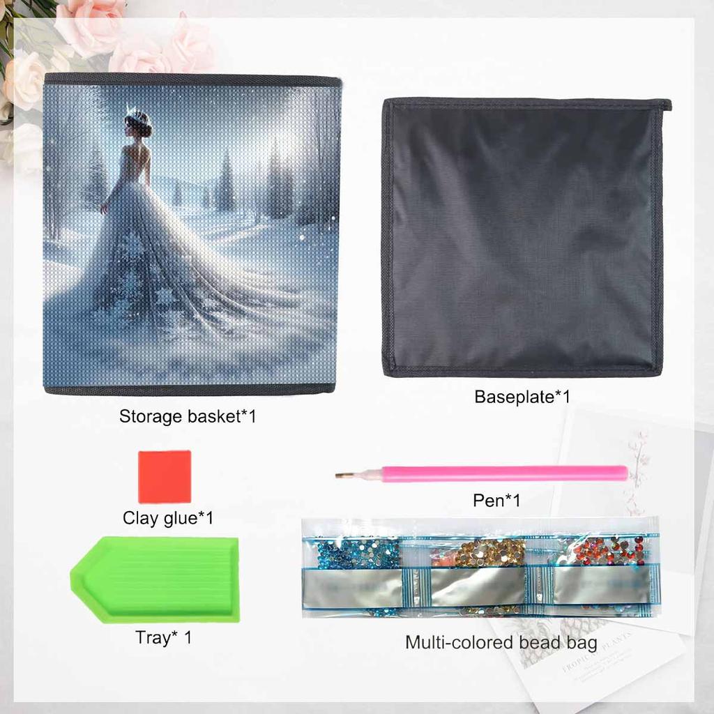 The Hem of A Dress in The Snow 5D Diamond Painting Storage Basket Full Round Drill Mosaic Diamond Embroidery Cross Stitch Kits Home Decor Home Decor