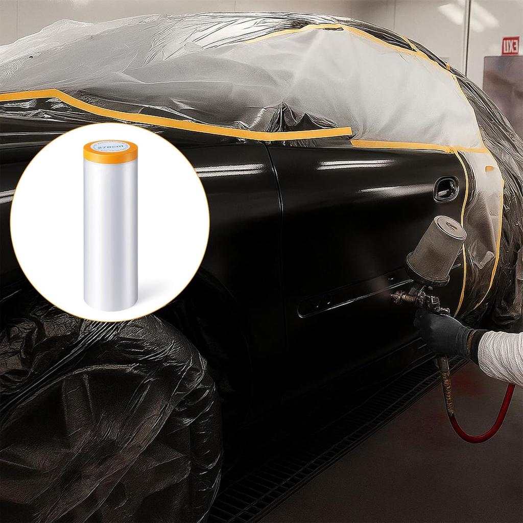 Protective Pre-Taped Masking Film, Dust-Proof Paint Cover for Car, Furniture, and Floor Protection