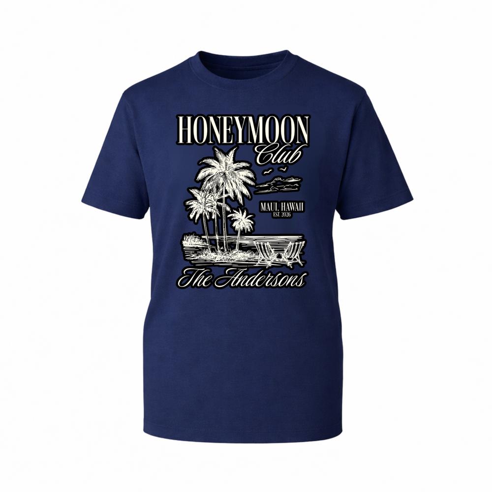 Retro Honeymoon Club Graphic TShirt Destination Couple Beach Vacation Gift Tee S