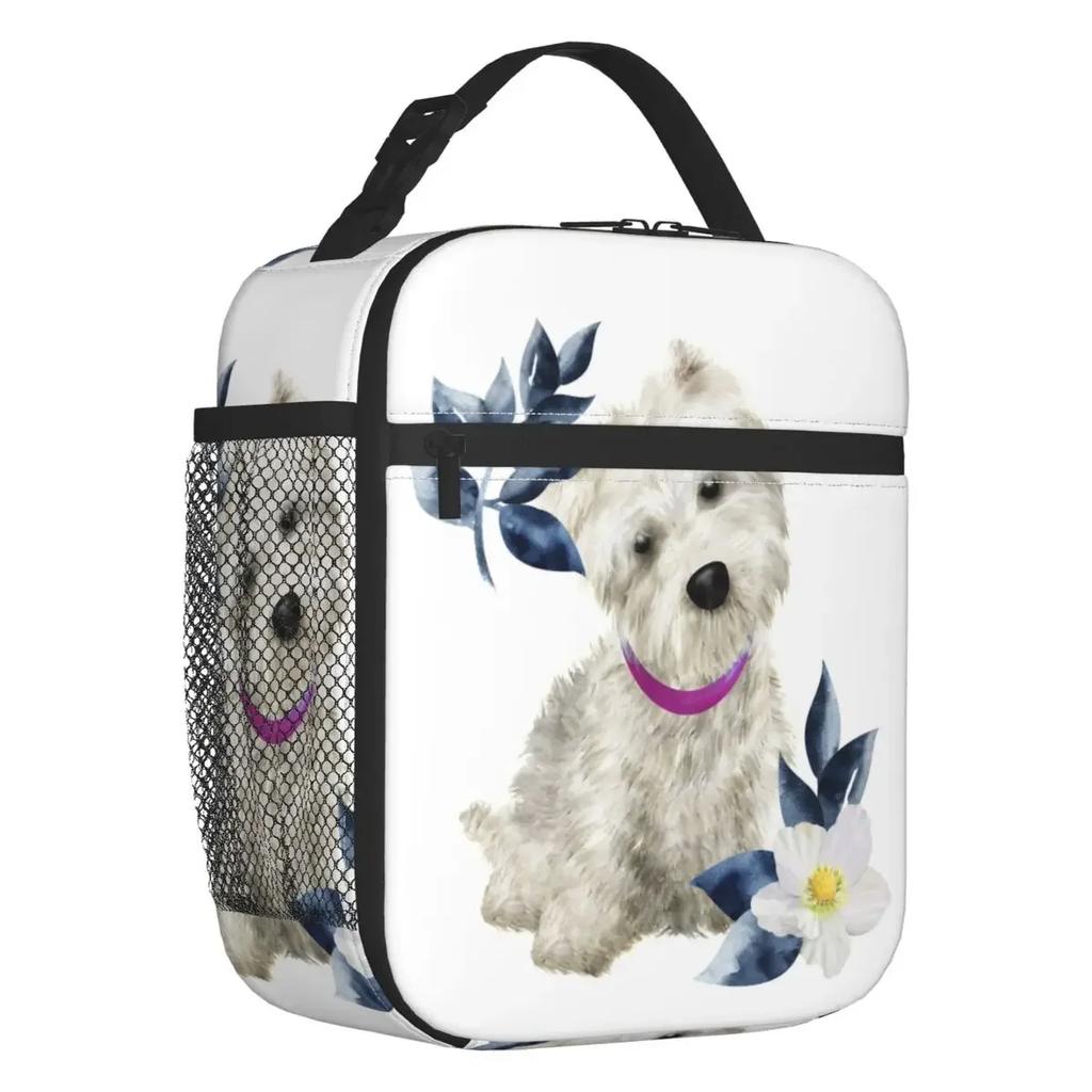 Cute West Highland White Terrier Dog Insulated Lunch Bag Leakproof Westie Puppy Cooler Thermal Lunch Box Office Picnic Travel